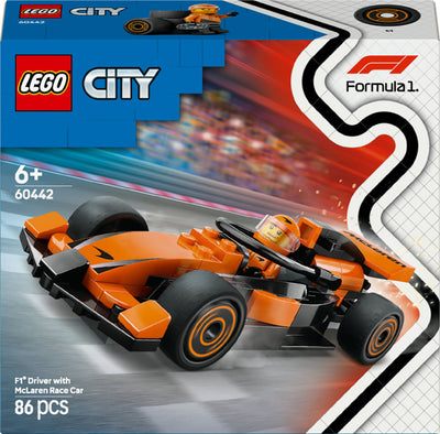 LEGO CITY 60442 F1 coureur met McLaren racewagen