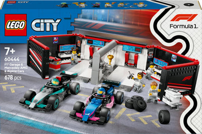 LEGO City 60444 F1 garage met Mercedes-AMG en Alpine auto's