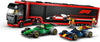 LEGO City 60445 F1 truck met RB20 en AMR24 F1 auto's