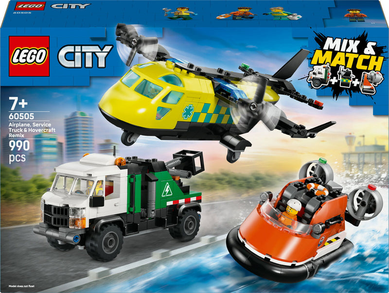 LEGO City 60505 Vliegtuig, servicewagen en hovercraft remix