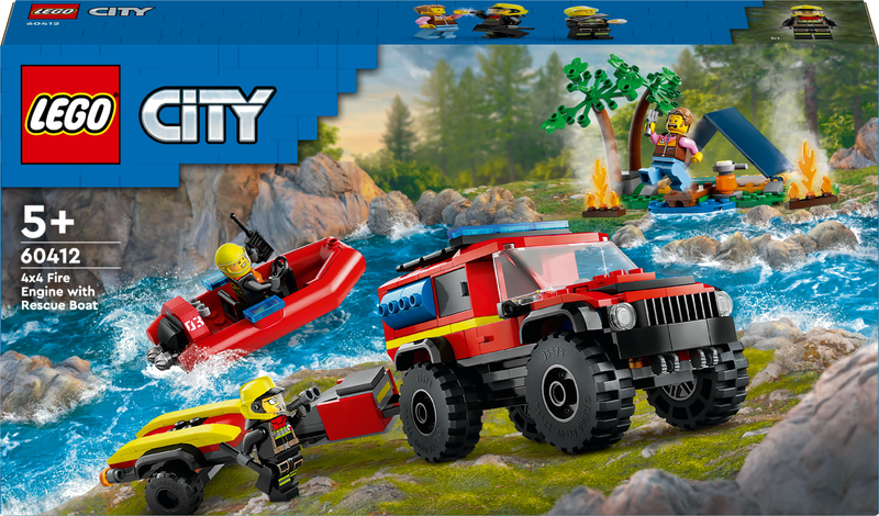 LEGO City 60412 4x4 brandweerauto met reddingsboot
